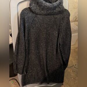 Topshop Charcoal Gray Ribbed Cowl Neck Sweater